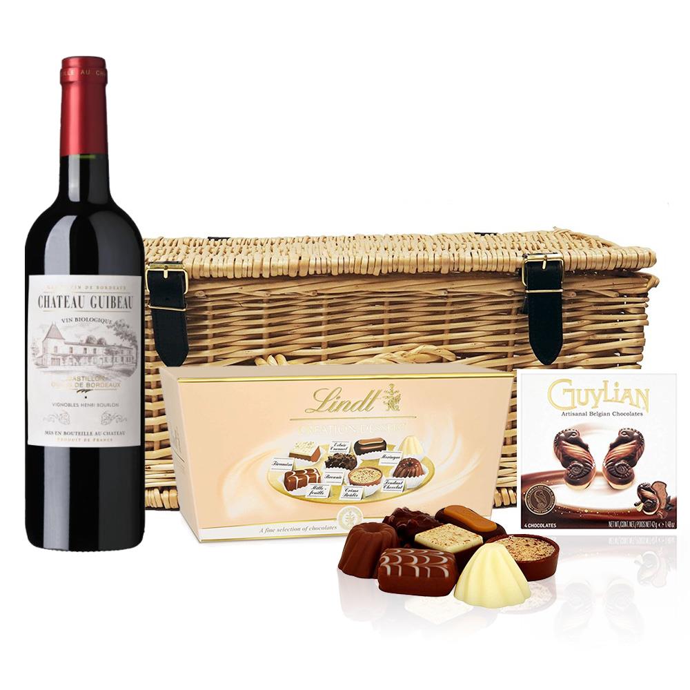 Chateau Guibeau Bordeaux Wine 75cl And Chocolates Hamper